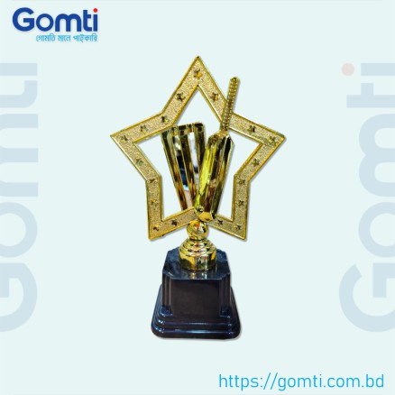 8inc_Gold And Black Mild Steel Cricket Trophy_10020