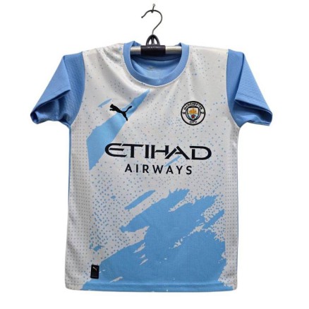 Manchester City Embroidery Football Jersey For Boy_3859