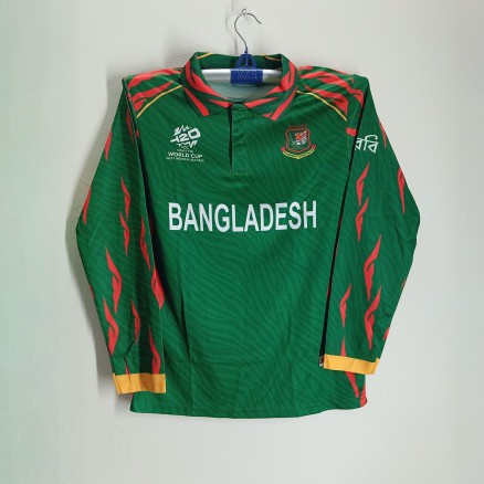 Bangladesh T20 World Cup Jersey - Full Sleeve Collar Polo Jersey For Men - Bangladesh Cricket Jersey 2024_118_Green