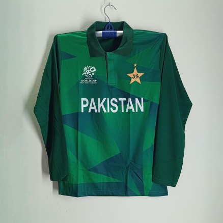Pakistan T20 World Cup Jersey - Pakistan Full Sleeve Polo Jersey For Men - Pakistan Cricket Jersey 2025_140_Green