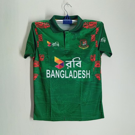 Bangladesh Short Sleeve Collar Cricket Jersey For Men - Robi Polo Jersey For Men - Bangladesh Cricket Jersey 2024_344_Green