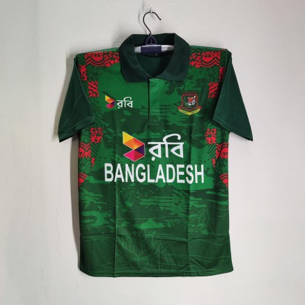 Bangladesh Short Sleeve Collar Cricket Jersey For Men - Robi Polo Jersey For Men - Bangladesh Cricket Jersey 2024_127_Green