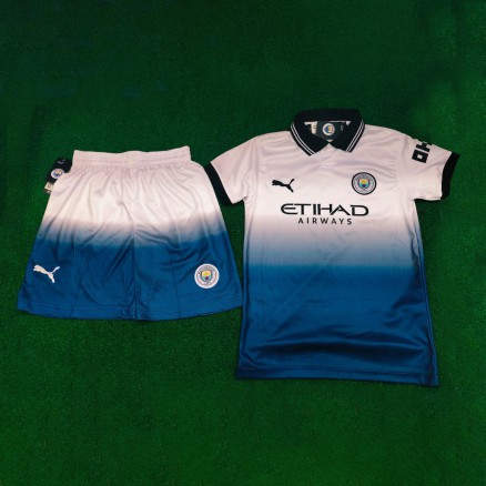 Manchester City Polo Half-sleeve Embroidary Football Jersey and Short-pant for Men_9656