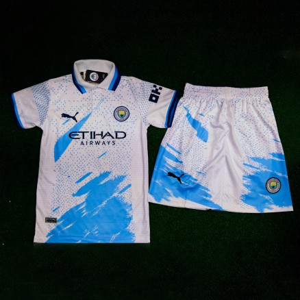Manchester City Polo Half-sleeve Embroidary Football Jersey and Short-pant for Men_9654